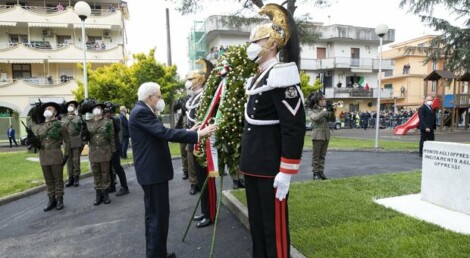 Evento ad Acerra per l'arrivo del Presidente della Repubblica Sergio Mattarella in occasione della Festa della Liberazione