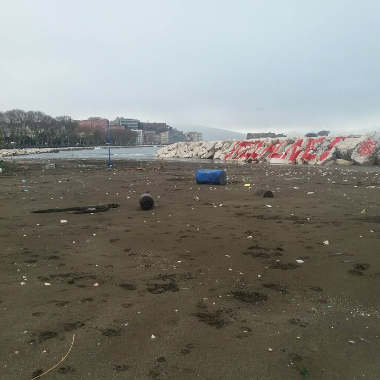 plastica e rifiuti sulla spiaggia della rotonda diaz