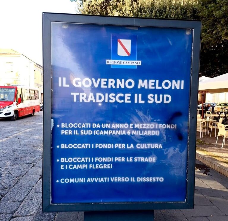 manifesti contro fdi regione polemica