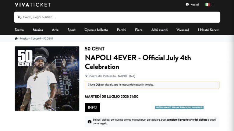 vivaticket 50 cento napoli concerto