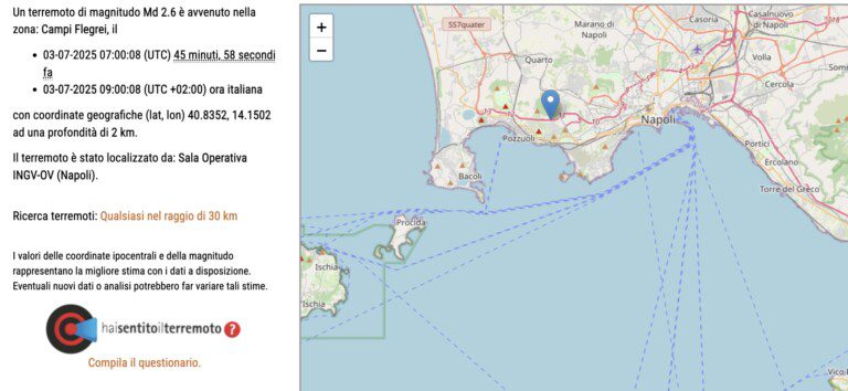 terremoto scossa campi flegrei pozzuoli oggi