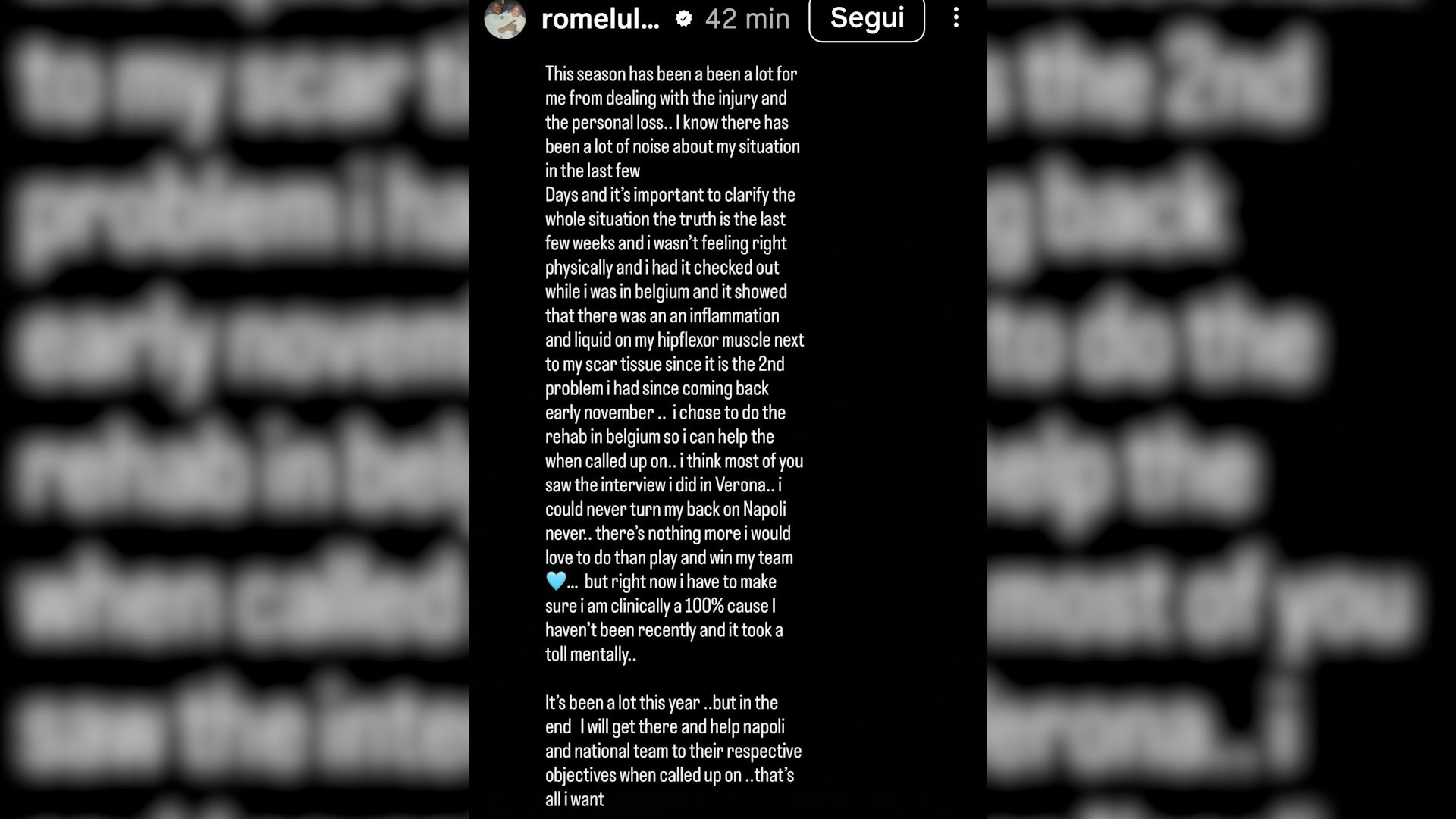 lukaku infortunio storia instagram